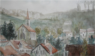 Auggen im Markgrflerland, Aquarell 2008