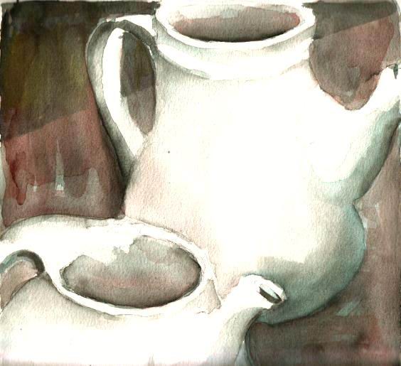 Stilleben mit zwei Kannen, Aquarell - Jens Weule