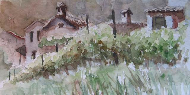 Magadino am Lago Maggiore, Tessin - Aquarellskizze - Jens Weule