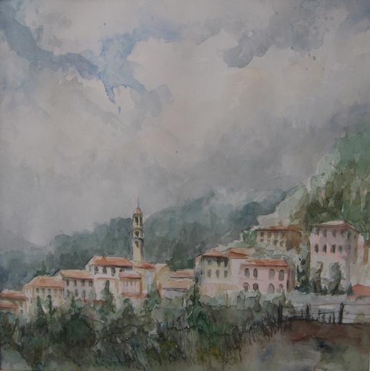 San Saturnino von Comeglio aus gesehen, Aquarell - Jens Weule 2009