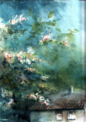 die ersten Blüten, Aquarell - Jens Weule 1998