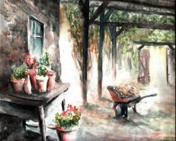 im Garten, Aquarell - Jens Weule 1998