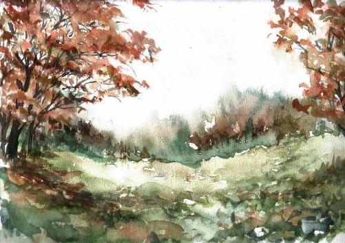 Bild 6 Landschaft im November. Aquarell © 2001