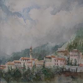 San Saturnino, von Comeglio aus gesehen, Aquarell © jens,2009