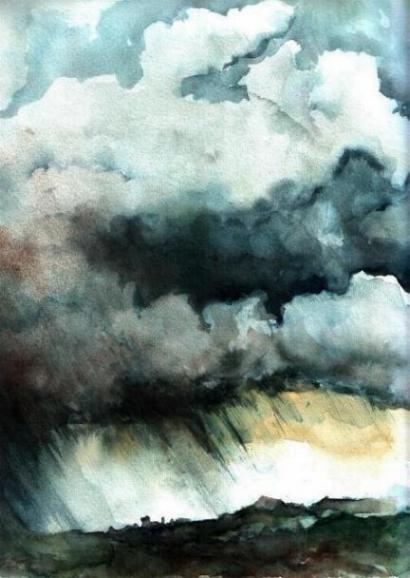 Bild 4 Landschaft bei Sturm. Aquarell © 1995